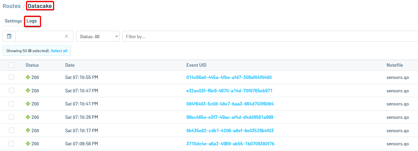 Notehub Routed Log