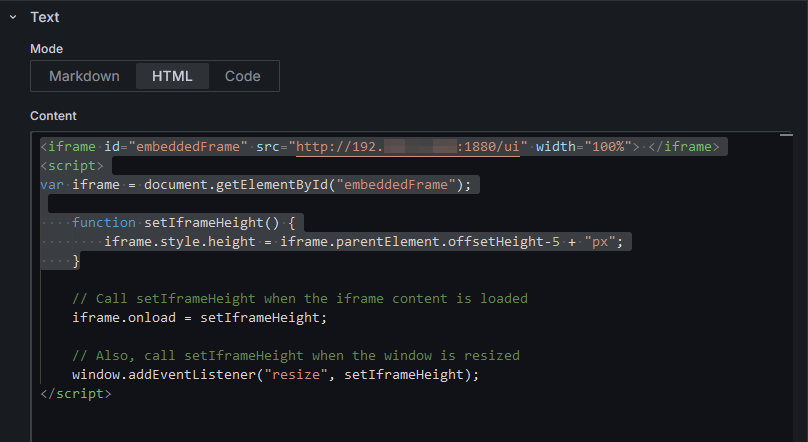 NodeRed UI Integration