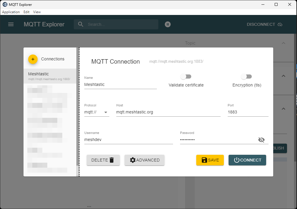 MQTT broker connection