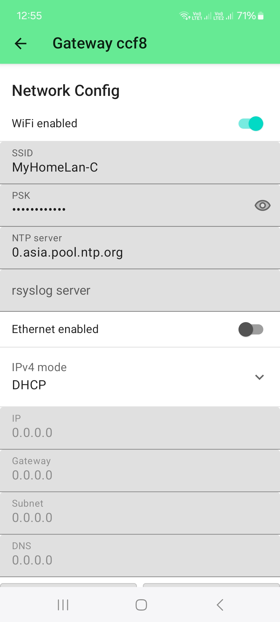 Network setup