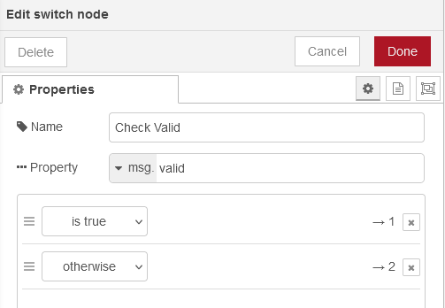 NodeRED check validity