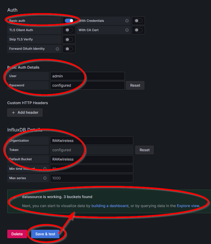 Grafana influxDB Connection