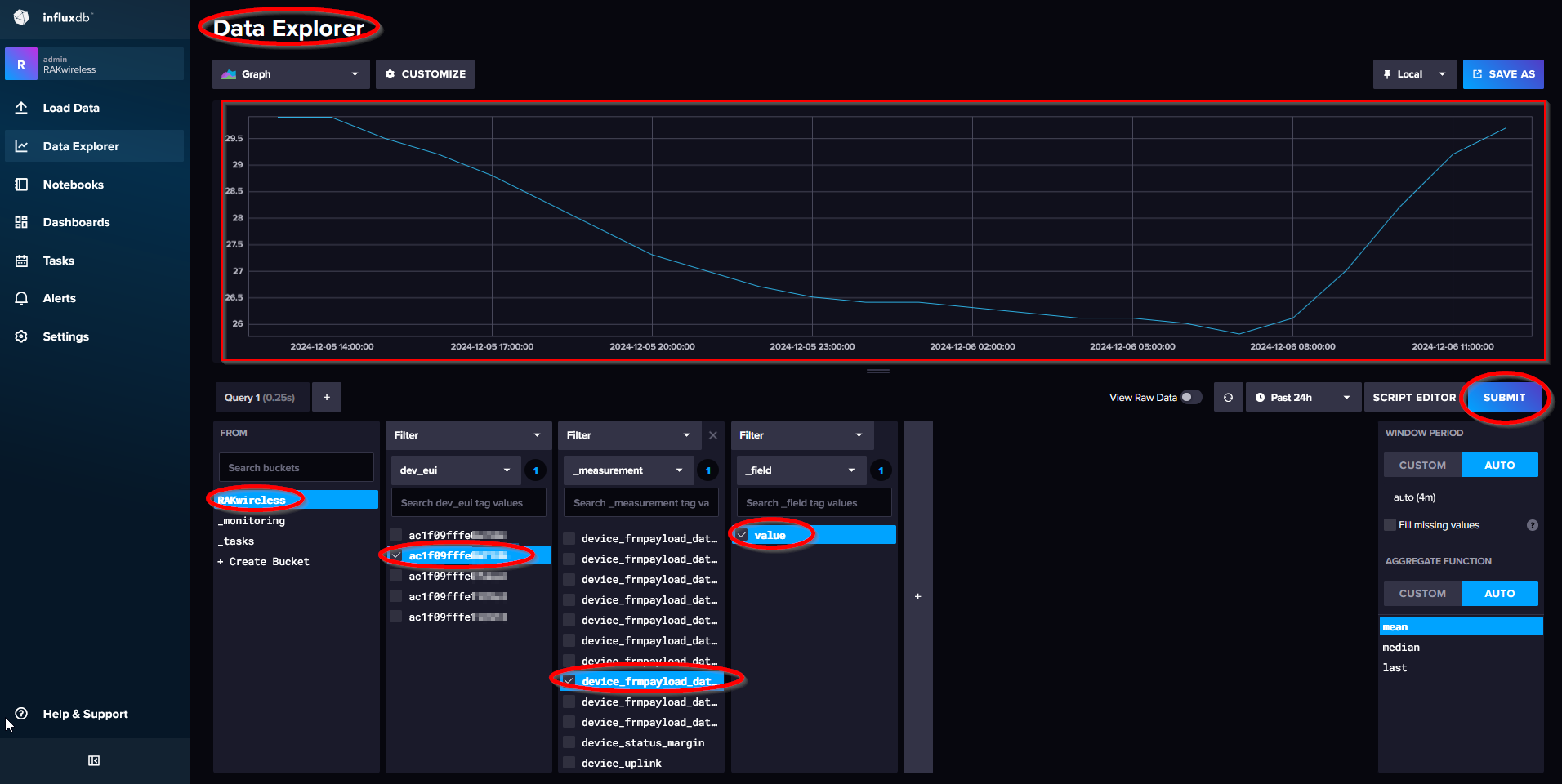 Soil temperature data in influxDB